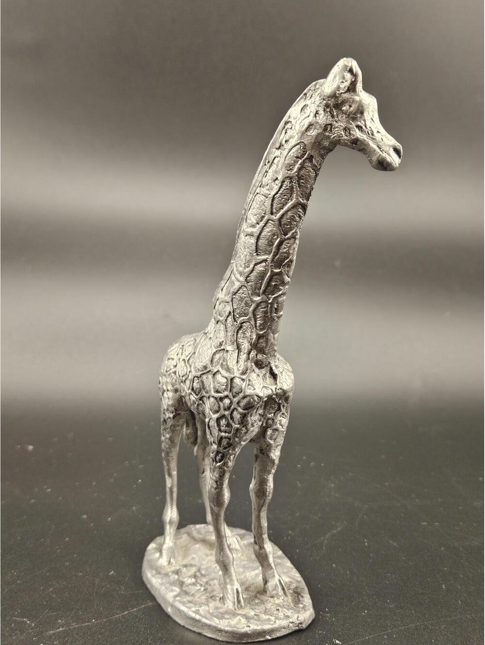 970s Pewter Giraffe Figurine Signed M.R. Bartlett Safari Wildlife Sculpture 6.5" - Picture 7 of 14